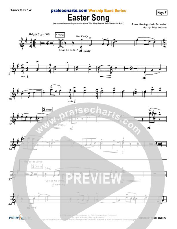 Easter Song Tenor Sax 1/2 (2nd Chapter Of Acts)
