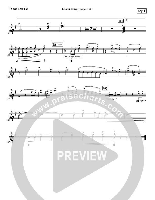 Easter Song Tenor Sax 1/2 (2nd Chapter Of Acts)