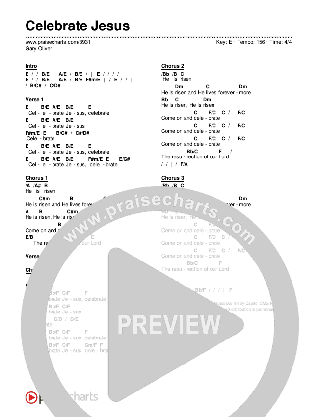 Celebrate Jesus Chords & Lyrics (Gary Oliver)