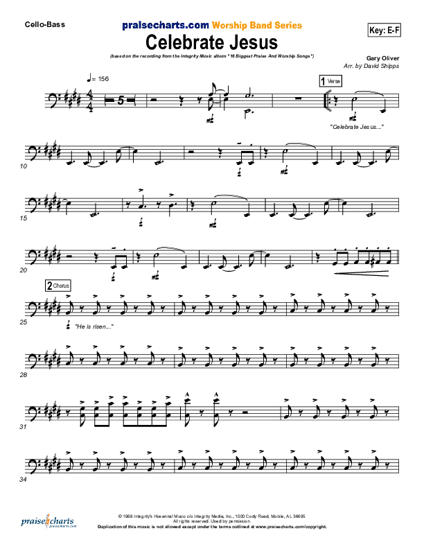 Celebrate Jesus Cello/Bass (Gary Oliver)