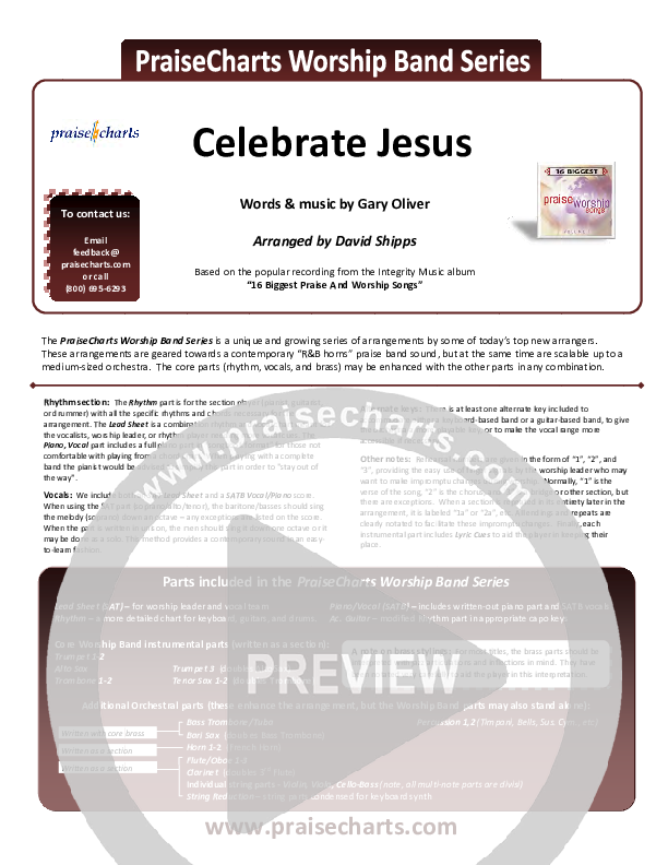 Celebrate Jesus Cover Sheet (Gary Oliver)