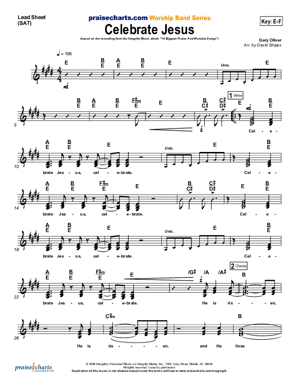 Celebrate Jesus Lead Sheet (Gary Oliver)