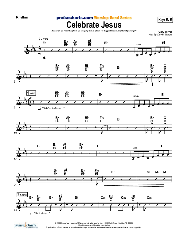 Celebrate Jesus Rhythm Chart (Gary Oliver)