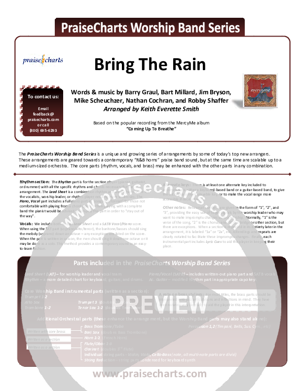 Bring The Rain Cover Sheet (MercyMe)