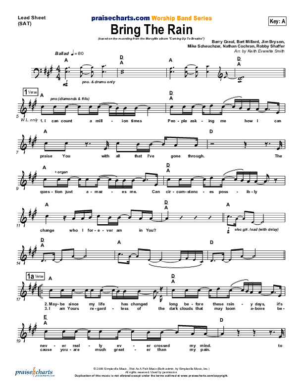 Bring The Rain Lead Sheet (SAT) (MercyMe)