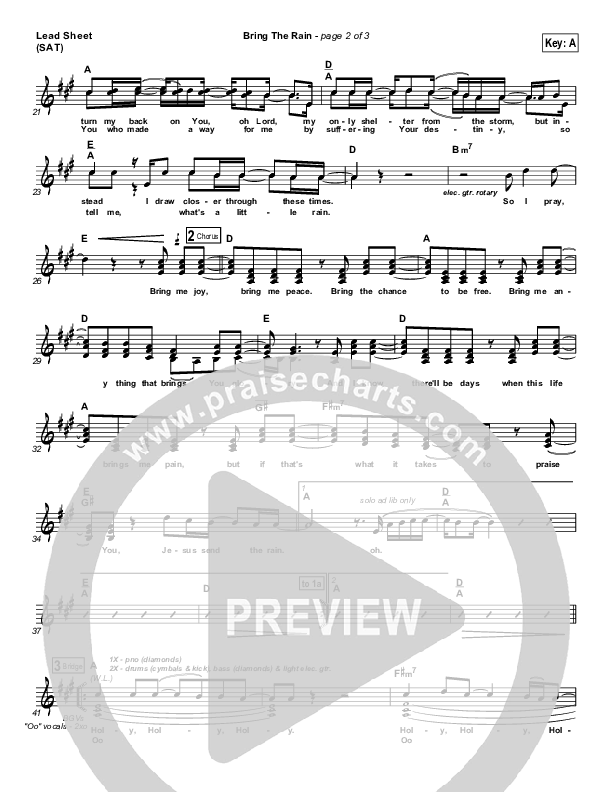 Bring The Rain Lead Sheet (SAT) (MercyMe)