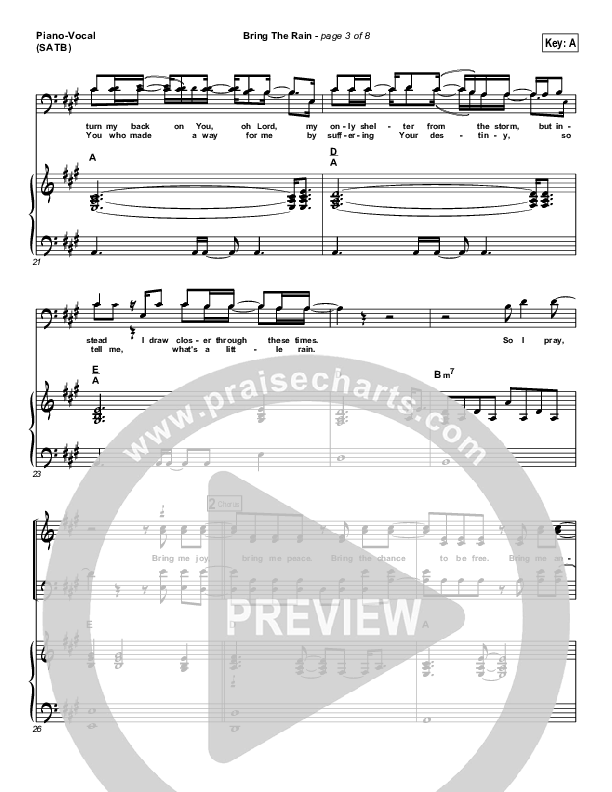 Bring The Rain Piano/Vocal (SATB) (MercyMe)