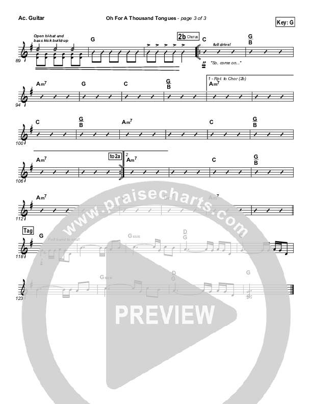 O For A Thousand Tongues To Sing Acoustic Guitar (David Crowder)