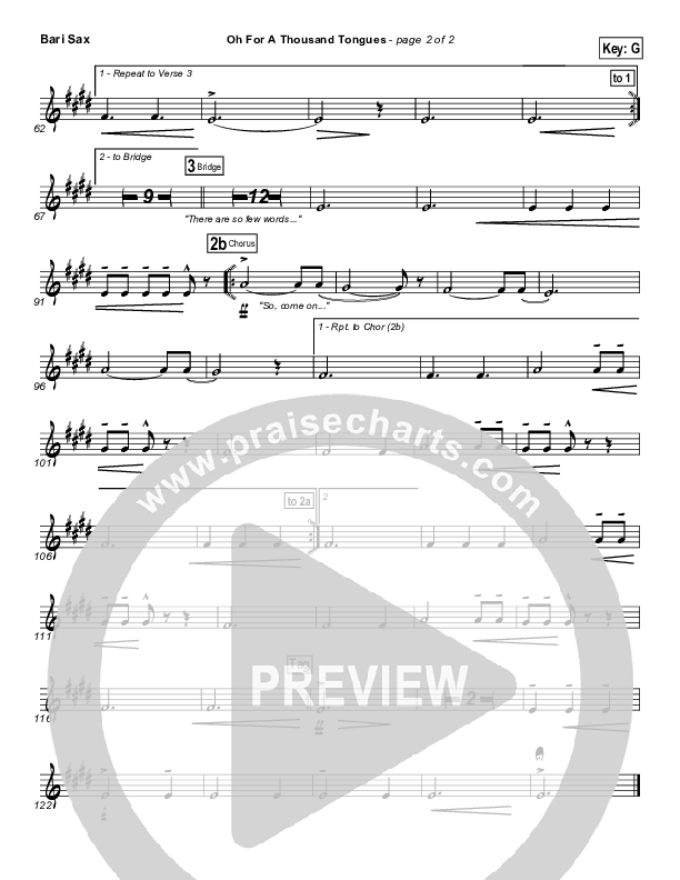 O For A Thousand Tongues To Sing Bari Sax (David Crowder)