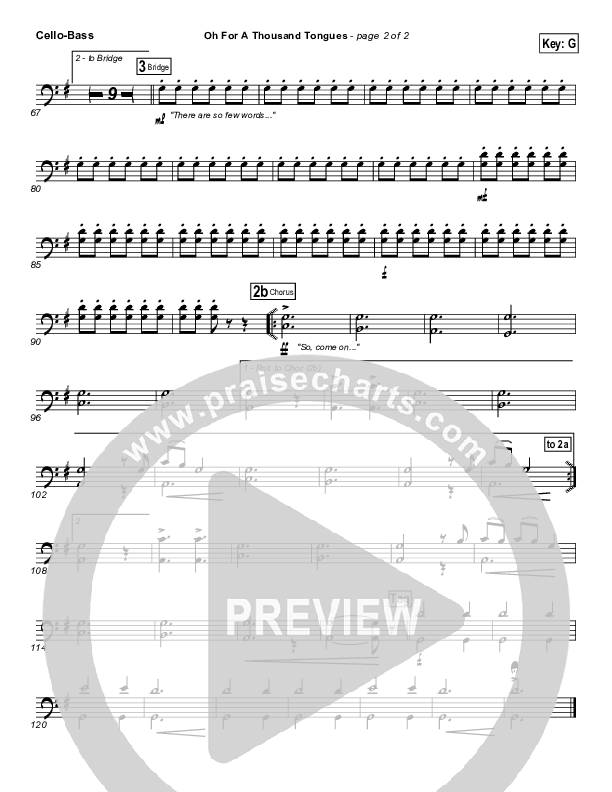 O For A Thousand Tongues To Sing Cello/Bass (David Crowder)