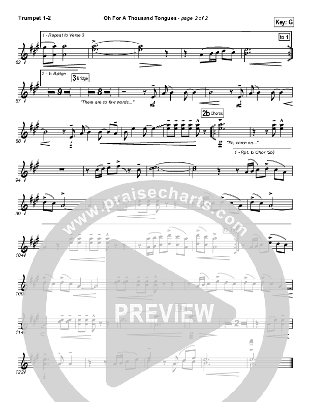 O For A Thousand Tongues To Sing Trumpet 1,2 (David Crowder)