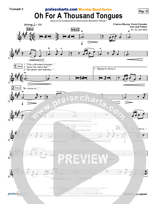 O For A Thousand Tongues To Sing Trumpet 3 (David Crowder)