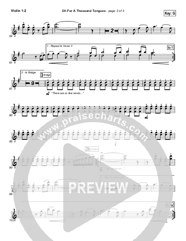 O For A Thousand Tongues To Sing Violin 1/2 (David Crowder)