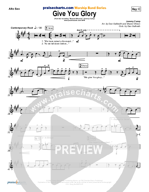 Give You Glory Alto Sax (Jeremy Camp)