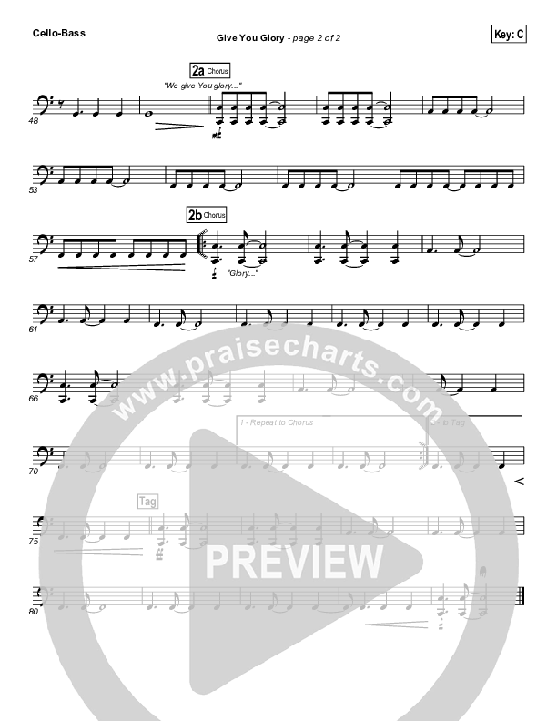 Give You Glory Cello/Bass (Jeremy Camp)