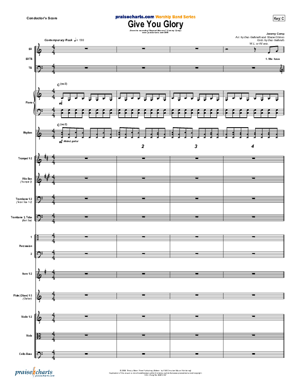 Give You Glory Conductor's Score (Jeremy Camp)