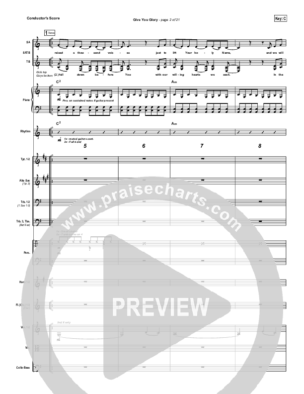 Give You Glory Conductor's Score (Jeremy Camp)