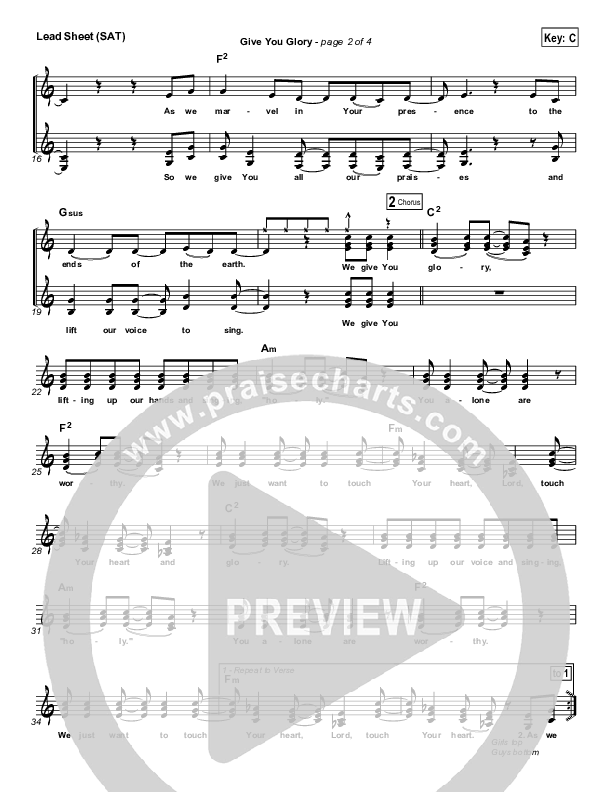 Give You Glory Lead Sheet (SAT) (Jeremy Camp)
