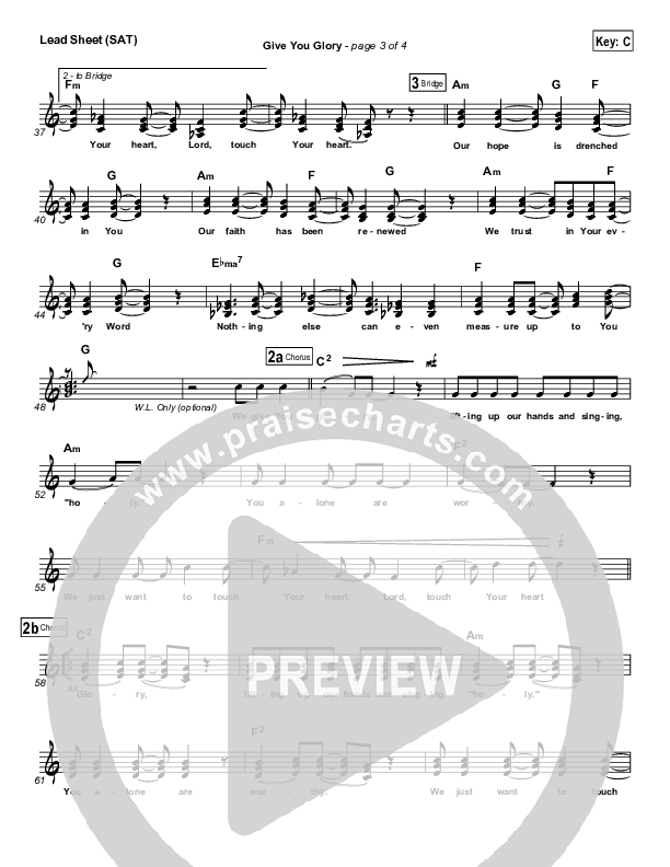 Give You Glory Lead Sheet (SAT) (Jeremy Camp)