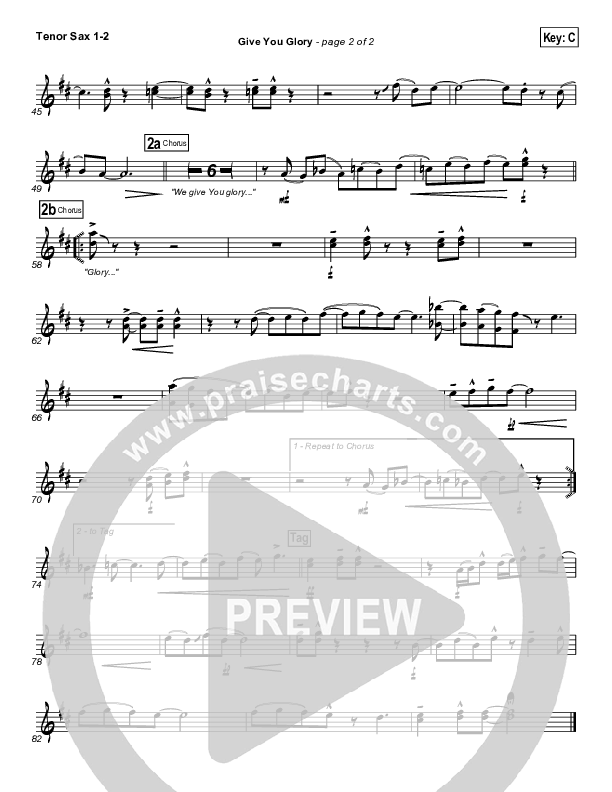 Give You Glory Tenor Sax 1/2 (Jeremy Camp)