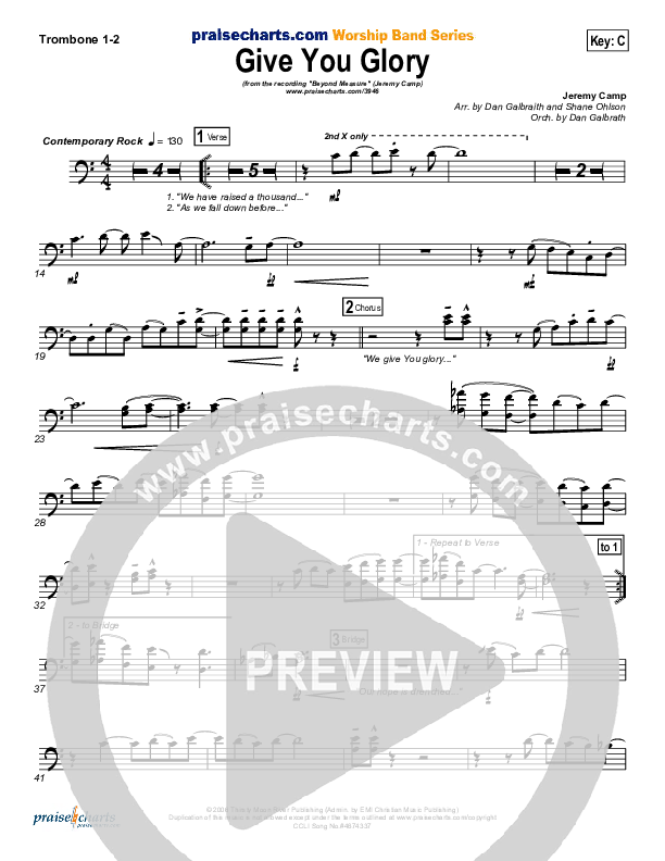 Give You Glory Trombone 1/2 (Jeremy Camp)
