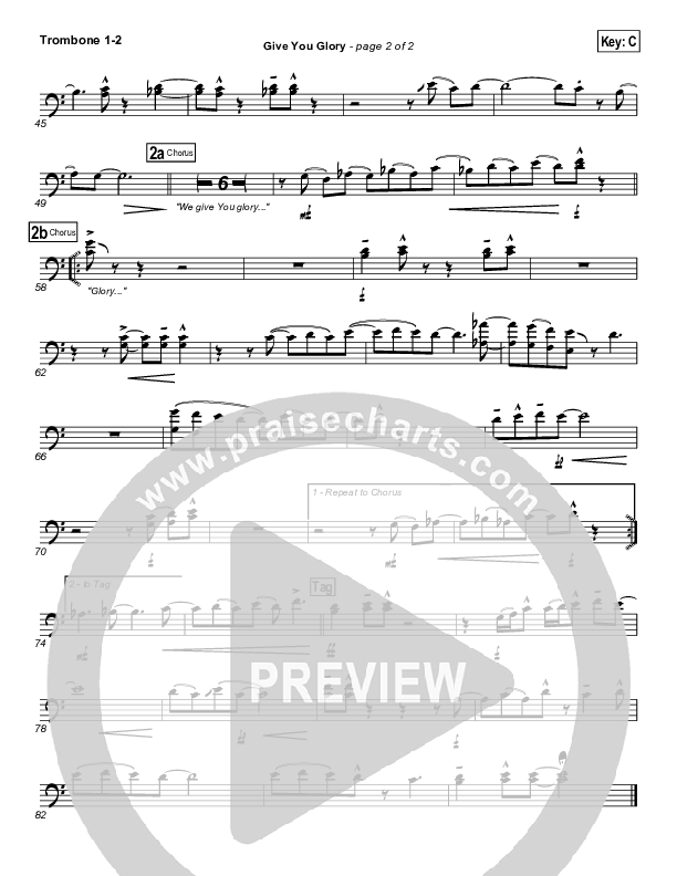 Give You Glory Trombone 1/2 (Jeremy Camp)