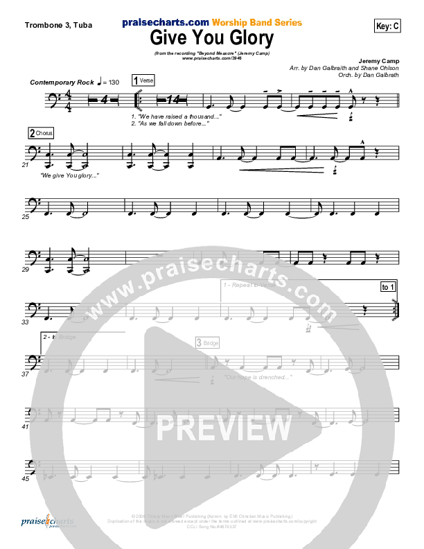 Give You Glory Trombone 3/Tuba (Jeremy Camp)