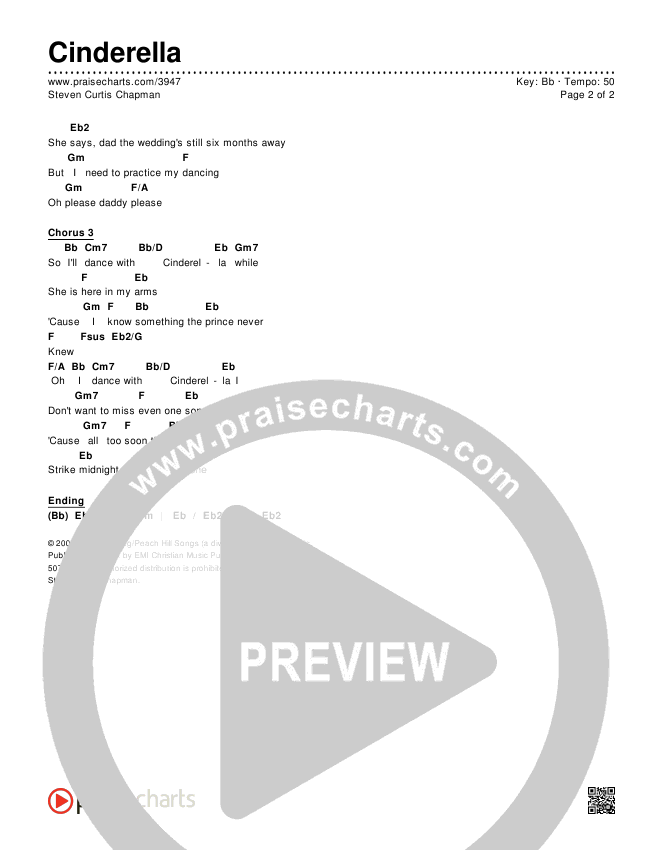 Cinderella Chord Chart Editable Steven Curtis Chapman Praisecharts