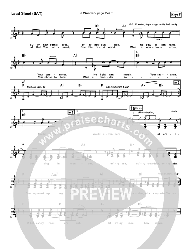 In Wonder Lead Sheet (SAT) (Newsboys)