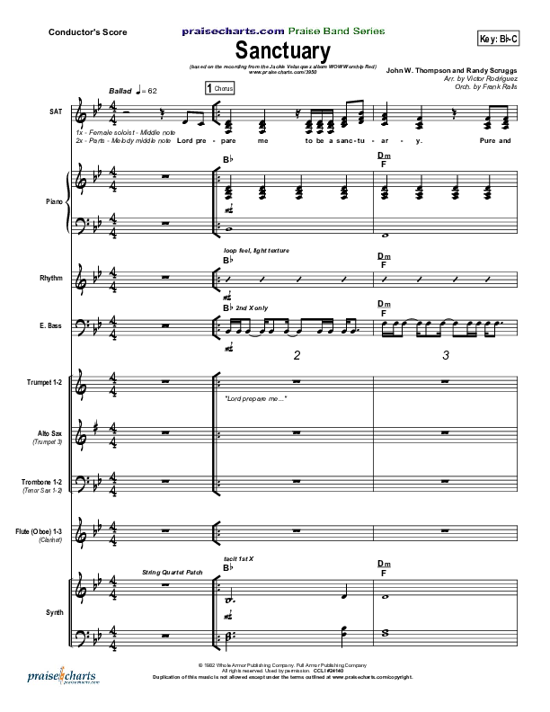 Sanctuary Conductor's Score (Jaci Velasquez)