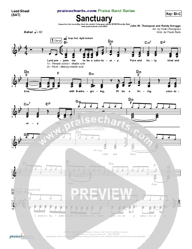 Sanctuary Lead Sheet (SAT) (Jaci Velasquez)