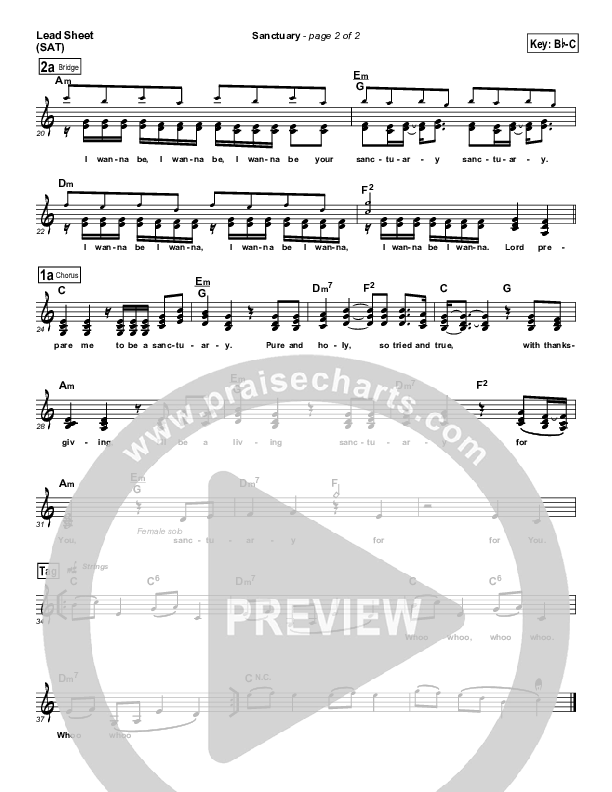 Sanctuary Lead Sheet (SAT) (Jaci Velasquez)