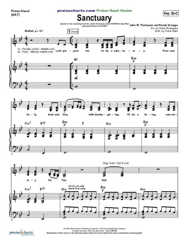 Sanctuary Piano/Vocal (SAT) (Jaci Velasquez)