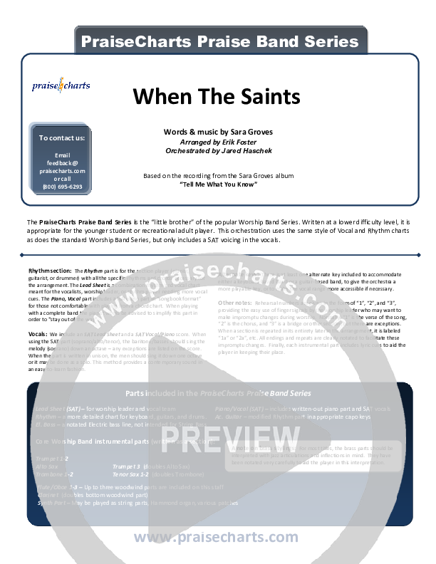When The Saints Cover Sheet (Sara Groves)