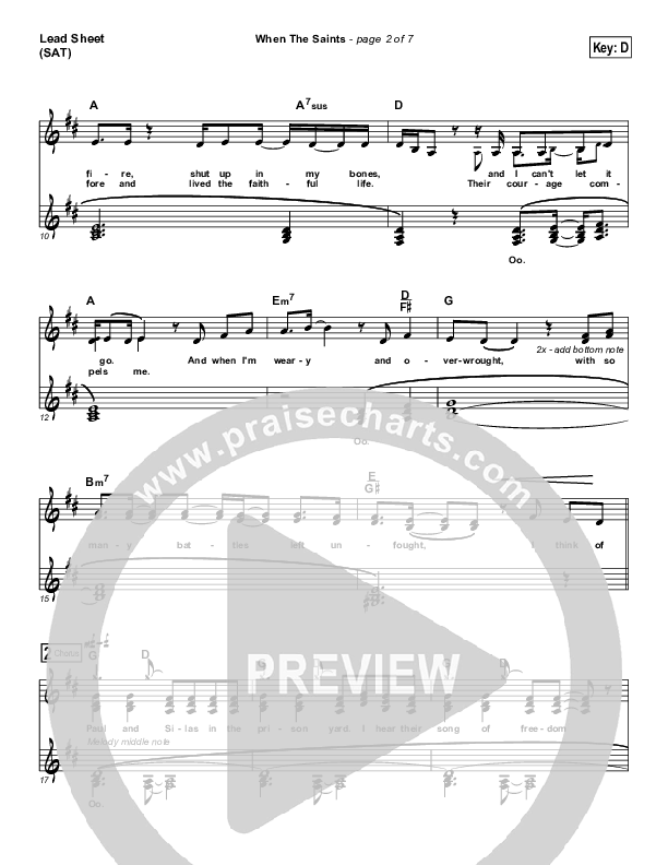 When The Saints Lead Sheet (Sara Groves)