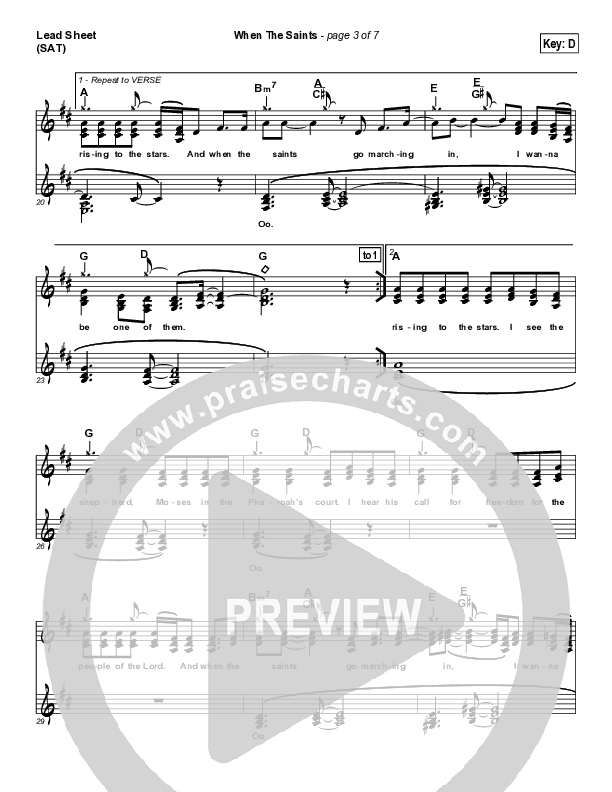 When The Saints Lead Sheet (SAT) (Sara Groves)