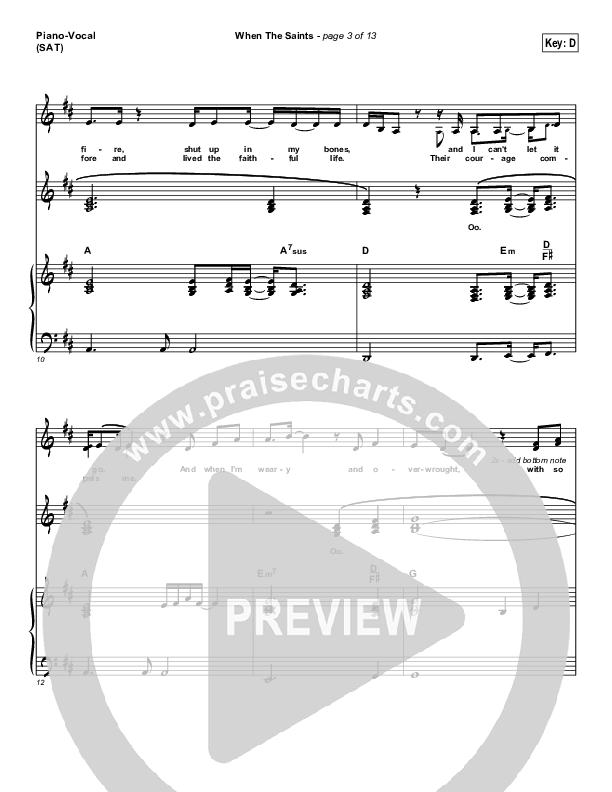 When The Saints Piano/Vocal (SAT) (Sara Groves)