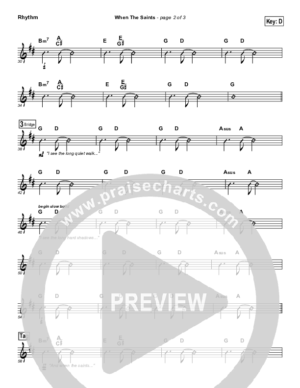 When The Saints Rhythm Chart (Sara Groves)