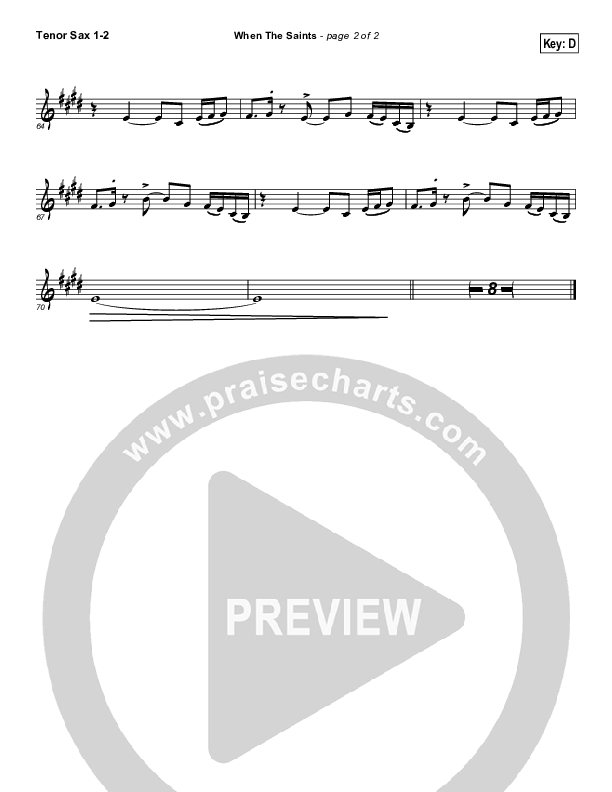 When The Saints Tenor Sax 1/2 (Sara Groves)