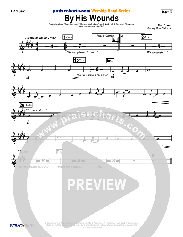 By His Wounds Bari Sax (Brian Littrell)