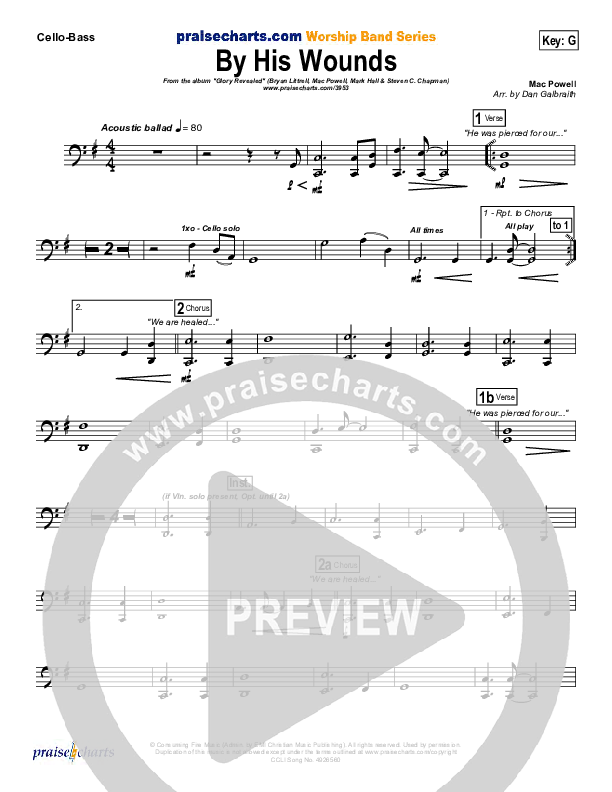 By His Wounds Cello/Bass (Brian Littrell)