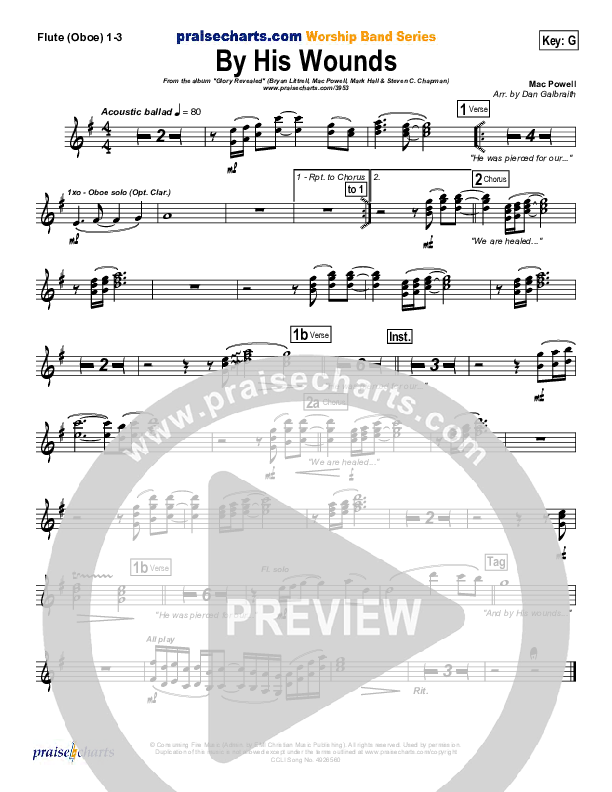 By His Wounds Flute/Oboe 1/2/3 (Brian Littrell)