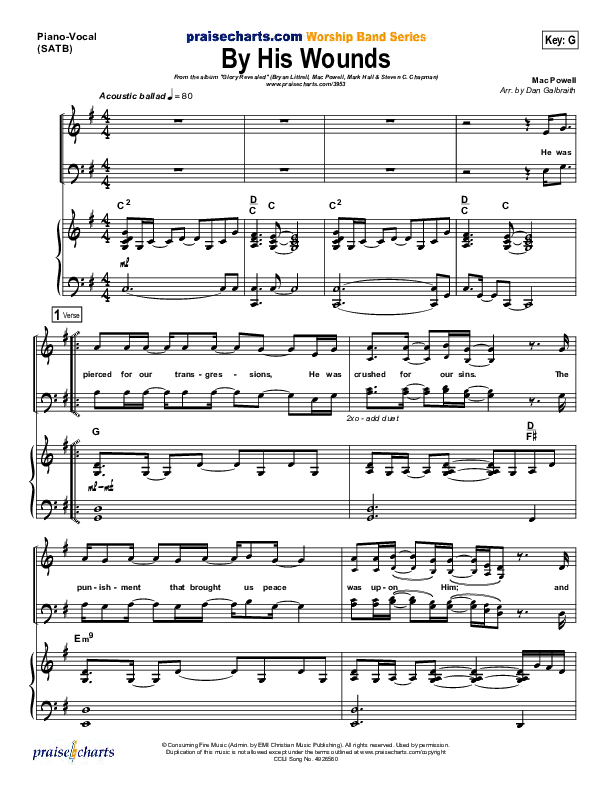 By His Wounds Piano/Vocal (Brian Littrell)