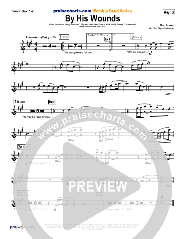 By His Wounds Tenor Sax 1/2 (Brian Littrell)