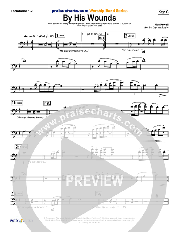 By His Wounds Trombone 1/2 (Brian Littrell)