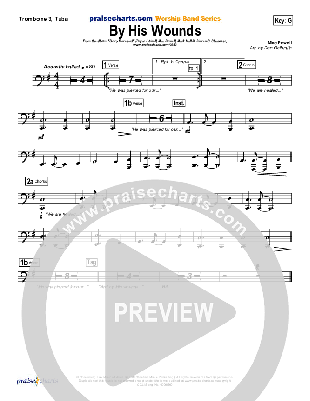 By His Wounds Trombone 3/Tuba (Brian Littrell)