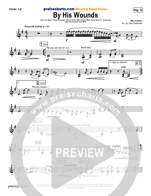 By His Wounds Violin 1/2 (Brian Littrell)