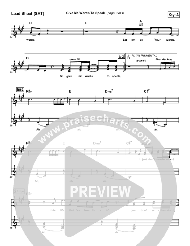 Give Me Words To Speak Lead Sheet (Aaron Shust)