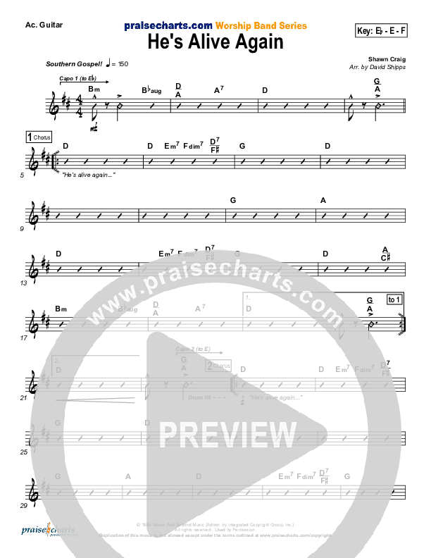 He's Alive Again Rhythm Chart (Shawn Craig / Passion)