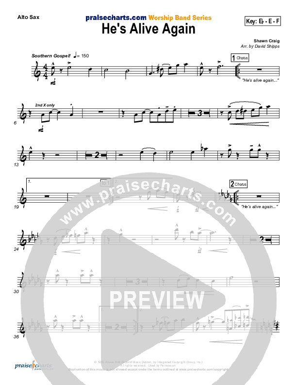He's Alive Again Alto Sax (Shawn Craig / Passion)